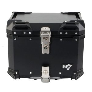 BAUL TRASERO MOTOCICLETA R7 RACING R7-702 ALUMINIO NEGRO 45 LTS (1)