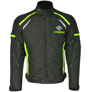 Chamarra Motociclista Textil Sport FJK Negra-Neon