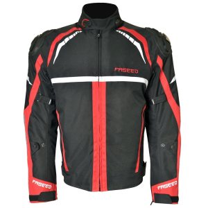 Chamarra Motociclista Textil X FJK Negra-Roja
